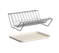 Égouttoir à vaisselle en acier inoxydable avec plateau à feuilles, support de bols autoportant pour l'organisation du comptoir de cuisine, résistant à la rouille et facile à nettoyer (égouttoir à