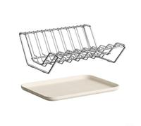 Égouttoir à vaisselle en acier inoxydable avec plateau et support de bol résistant à la rouille pour comptoir de cuisine Argenté 30,3 x 24 x 10 cm