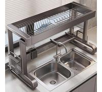 Égouttoir à vaisselle en acier inoxydable - Cuisine avec support pour planche à découper, fentes pour couteaux et espace pour fourchettes et cuillères - et solution de séchage élégante