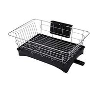 Égouttoir à vaisselle en acier inoxydable pour évier de cuisine - Égouttoir à une couche, rangement de cuisine pour vaisselle et couverts, finition noire, design peu encombrant