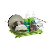 egouttoir à vaisselle en inox porte couverts vert bac plastique vert hxlxp: 15,5 x 40 x 30 cm, vert gris