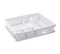 Égouttoir à vaisselle en plastique blanc, organisateur de cuisine, égouttoir avec plateau pour cuisine