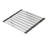 Égouttoir à vaisselle enroulable en acier inoxydable 304 avec extrémités antidérapantes en silicone pliable pour le rangement et l'organisation au-dessus de l'évier