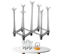 Égouttoir à vaisselle et bouteille - Plateau de séchage peu encombrant, porte-gobelet avec supports amovibles | Rangement rechargeable pour placard, évier de cuisine, bouteille, carafe