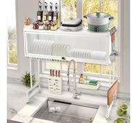 Égouttoir à vaisselle Étagère de cuisine avec crochet Égouttoir blanc