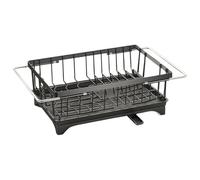 Égouttoir à vaisselle extensible 2 en 1 en métal 2 en 1 extensible adapté pour la cuisine et le rangement et porte-ustensiles de grande capacité lorsqu'il est entièrement étendu