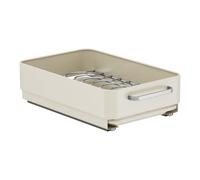 Égouttoir à vaisselle extensible 2 en 1, support de couvercle de casserole, organiseur de placard extensible avec tapis d'égouttement, étagères de rangement pour armoires de cuisine, 25 x 39 x 10 cm