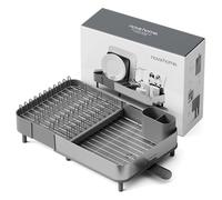 Égouttoir à Vaisselle Extensible Gris foncé | Égouttage Efficace au Design Sobre avec Bec de vidange Extensible et Rotatif | Pieds antidérapants et Structure en Acier INOX Anti-Traces