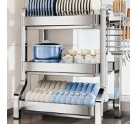 Égouttoir à Vaisselle Grande capacité en Acier Inoxydable 304, Rangement de Cuisine Multifonctionnel, égouttoir à Baguettes et Assiettes, Compatible avec Les Plans de Travail des Lave-vaisse
