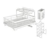 Égouttoir à vaisselle haute capacité en 2 étapes avec sortie tourbillonnante et coussinets de préhension pour un meilleur drainage de l'eau