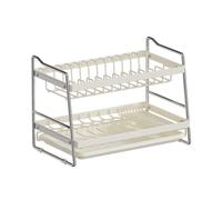 Égouttoir à Vaisselle Maxcook avec Plateau d’Égouttage - Égouttoir 2 Niveaux Gain de Place, Grande Capacité, Organisateur de Cuisine pour Plan de Travail - Blanc 40×23,6×28,7 cm MCZW2153