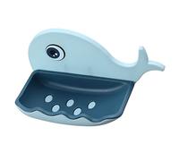 Égouttoir à vaisselle mignon pour enfants - Porte-savon auto-drainant en plastique pour mur de douche - Plateau de salle de bain à suspendre avec ventouse - Noir (bleu clair, taille unique)
