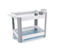 Egouttoir à vaisselle - MINKY - Extending Dish rack - 2 niveaux - Blanc et gris - Classique