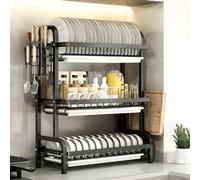Égouttoir à vaisselle multi-niveaux en acier inoxydable, Étagère à vaisselle en acier inoxydable, Porte-assiettes et couverts à faible encombrement - DRYSTACK