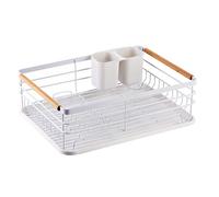 Égouttoir à vaisselle multifonction chromé - Essentiel de cuisine rectangulaire pour évier ou comptoir avec support de rangement pour argenterie - Peu encombrant.