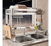 Égouttoir à Vaisselle Multifonctionnel en Acier Inoxydable 304, Organisateur à Poser sur l'évier, égouttoir à Vaisselle Grande capacité Compatible avec la Plupart des robinets (g