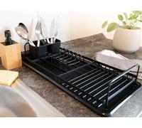 Égouttoir à vaisselle noir avec bac de récupération Égouttoir à vaisselle Grille d'égouttage Support de vaisselle Égouttoir à vaisselle