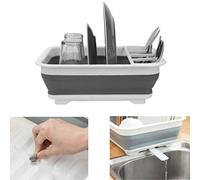 Égouttoir à vaisselle pliable avec égouttoir pour évier, nettoyage facile, organiseur de vaisselle, plateau de rangement pour cuisine, camping-car, caravane, remorque de voyage free size gris