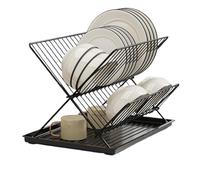 Égouttoir à vaisselle pliable - Égouttoir à vaisselle pliable | Égouttoirs à vaisselles compacts, égouttoirs à vaisselles à 2 niveaux pour comptoir de cuisine | Plateau collecteur d'eau amovible