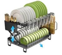 Egouttoir à Vaisselle, Pliable, Egouttoir Vaisselle Inox, pour Organiser Facilement la Cuisine 40X32X48cm-Noir