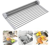 Égouttoir à vaisselle pliable en acier inoxydable avec panier égouttoir amovible pour économiser de l'espace pour évier de cuisine (50 cm x 33 cm) et facile à nettoyer