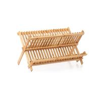 Égouttoir à vaisselle pliable en bambou à 2 niveaux 16/20 grilles (20 compartiments)