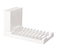 Égouttoir à vaisselle pliable multifonction avec organisateur de baguettes, support de rangement compact pour assiettes et ustensiles, drainage rapide, gris (blanc)