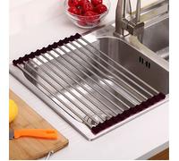 Égouttoir à vaisselle pour évier de cuisine, grille d'égouttage en inox pliable, pour fruits et légumes, 47 x 35 cm