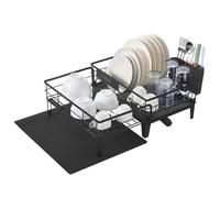 Égouttoir à Vaisselle - SONGMICS - Extensible - Bec Rotatif 360° - Noir d'Encre