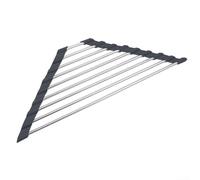 Égouttoir à vaisselle triangulaire enroulable avec porte-éponge - Tapis en acier inoxydable pour assiettes, bols, couverts - Égouttoir de cuisine peu encombrant noir (noir)