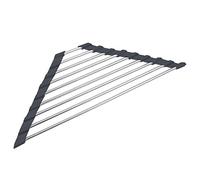Égouttoir à vaisselle triangulaire pour évier - Pliable - En acier inoxydable - Multifonction - Pour assiette de cuisine (noir, taille unique)