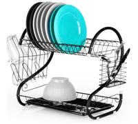 Egouttoir à vaisselle - VILDE - Loft - Métal noir - 2 niveaux - Bac amovible