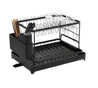 Égouttoir - Acier au carbone et PP, 41,9 x 29,2 x 29,2 cm, plateau éponge résistant à la rouille | Organiseur de vaisselle peu encombrant pour la maison, l'appartement, le dortoir, le garde-manger, le