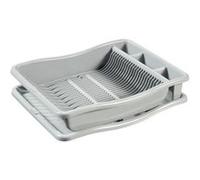 Curver Égouttoir à vaisselle 24 assiettes avec plateau – 48 x 10,5 x 38 cm – Gris