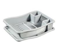 Curver Egouttoir à Vaisselle 18 Assiettes avec Plateau - 29 x 10,5 x 39 cm - Gris