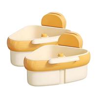 Égouttoir d'angle à Ventouse pour évier, crépine d'angle Curetoaway, Panier Triangulaire à vidage Automatique, Support de Rangement en Plastique pour éviers de Cuisine et de Salle (Yellow 2PCS)