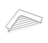 Égouttoir d'angle de cuisine en acier inoxydable pour évier, éponge, brosse | Plateau de rangement compact triangulaire à lattes ouvertes 310 x 220 mm