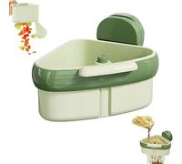 Égouttoir d'angle pour évier avec ventouse et panier en maille fine pour un retrait efficace des particules alimentaires et protection contre les canalisations (vert)