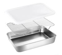 Égouttoir de cuisine en acier inoxydable avec couvercle pour stocker les aliments préparés et les liquides filtrants (taille moyenne)