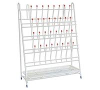 Égouttoir de laboratoire pour tubes, 32 picots fabriqué en fil d’acier plastifié, pour paillasse, plateau inférieur de collecte de gouttes pour le séchage de divers matériels de laboratoire.