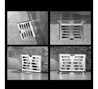 Égouttoir de sol en forme de L en acier inoxydable pour installations d'angle dans la salle de bain et la cuisine (12 cm)