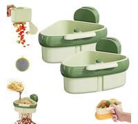 Égouttoir d'évier à ventouse, panier d'évier à ventouse, étagère de rangement triangulaire avec orifice de vidange, récupérateur de déchets alimentaires d'angle, panier-crépine à vidage (green*2)