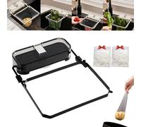 Égouttoir d'évier avec crépine, crépine d'évier à Ventouse avec Filet de 100 pièces, égouttoir de déchets Alimentaires pour évier de Cuisine, Panier égouttoir Amovible et réutilisable (Black)