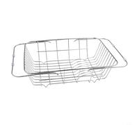 Égouttoir d'évier avec longueur extensible, pieds en caoutchouc pour éviter de glisser, et en acier inoxydable résistant à la rouille pour une utilisation sur évier ou comptoir (34,5 x 25 x 11 cm)