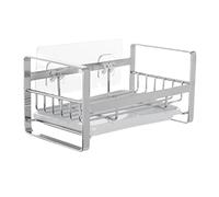 Égouttoir d'évier de cuisine - Support pour éponge pour évier - Égouttoir à vaisselle, chiffons, brosses, savon, comptoir avec égouttoir avant amovible - Grand égouttoir à vaisselle (argenté, taille