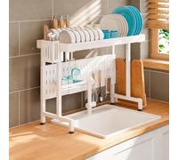 Égouttoir d'évier Double Couche en Acier Inoxydable, étagère de Rangement de Cuisine Peu encombrante avec passoire, égouttoir Efficace pour la Vaisselle et Les ustensiles, adapté aux Cuisine