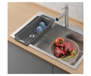Égouttoir Drain-Flex, extensible, plastique, gris