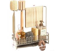 Égouttoir étroit en acier inoxydable 304 pour évier de cuisine, support à double niveau avec plateau incliné, organiseur ventilé pour économiser de l'espace sur le plan de travail (D)