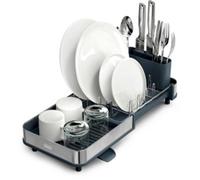 Joseph Joseph – Égouttoir à vaisselle Extend Slim – Extensible inox, porte-couverts amovible, gris