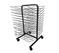 Égouttoir mobile double face en acier 26 étagères pour le rangement d'œuvres d'art dans les studios et salles de classe, idéal pour les artistes et les enseignants et portable